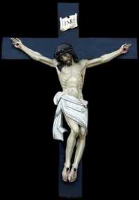Crucifix din lemn masiv lucrat manual anii 1836/138/95 cm