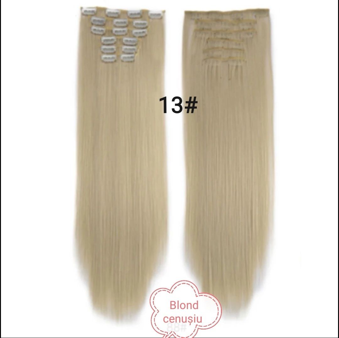 extensii de par BLOND  CENUSIU 60 cm drepte (imită par natural)