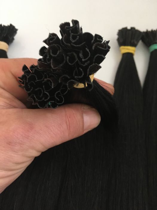 Extensii par cheratina negru#1,45-50-60cm human hair 100 suvite/set