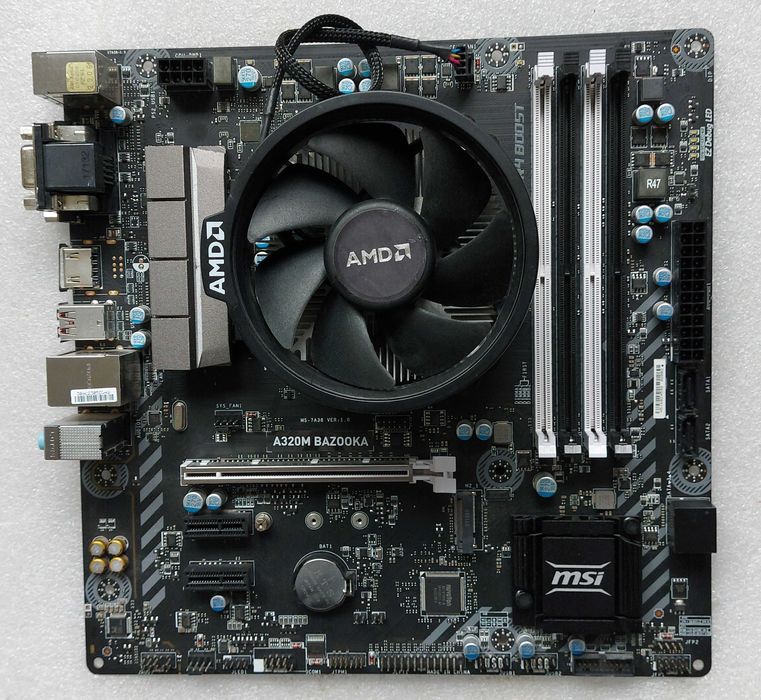 KIT AMD Ryzen 5 2600X 3.6GHz + MSI A320M BAZOOKA + Cooler AMD