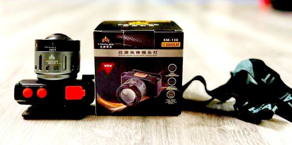 Фонарик налобный для рыбалки и туристическая зарядка на 3-4 часа,