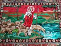 Vând carpetă originala persană religioasă,,Isus Păstorul cel bun "