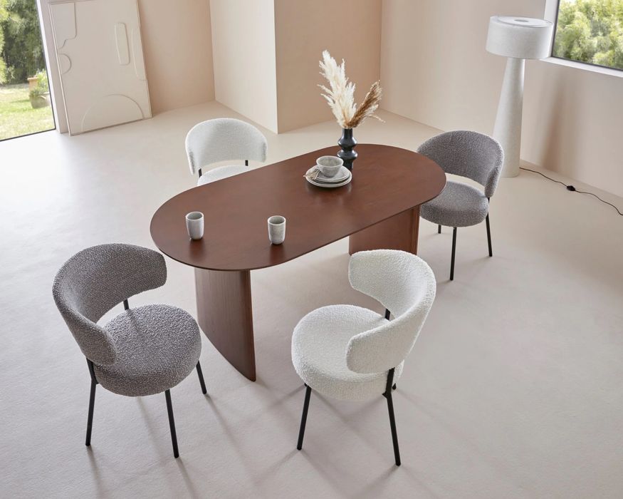 Masă de dining Melinda– blat oval din lemn MDF 180x90x77 cm