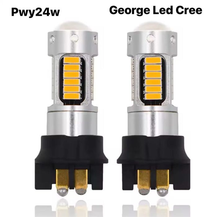 Set Două Becuri Led PWY24W-Canbus Nuanta Alb-Rece Sau Portocalie