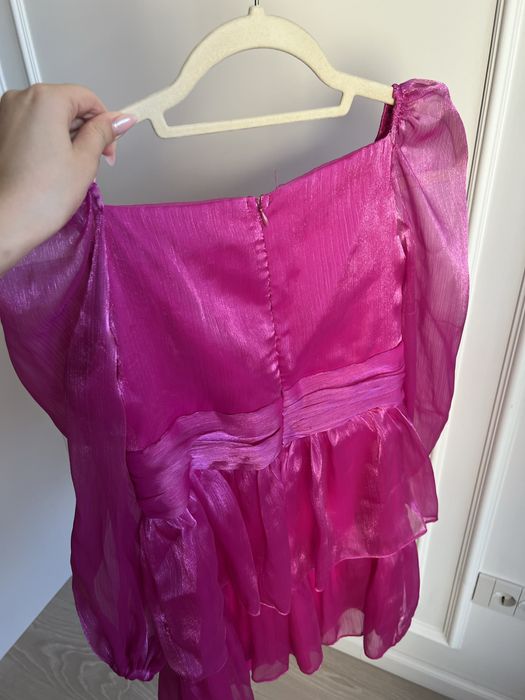 Къса официална розова рокля