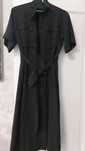 Rochie neagra vara, comoda, cordon talie, material vaporoas.