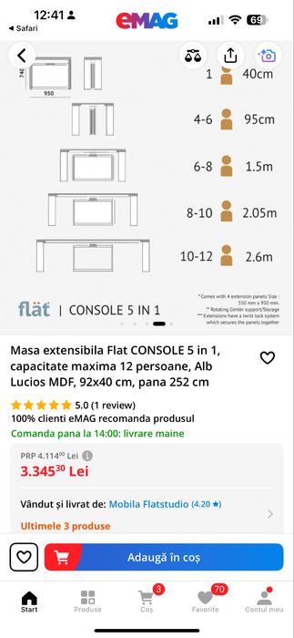Masa/ consola extensibila impecabila mdf lucios