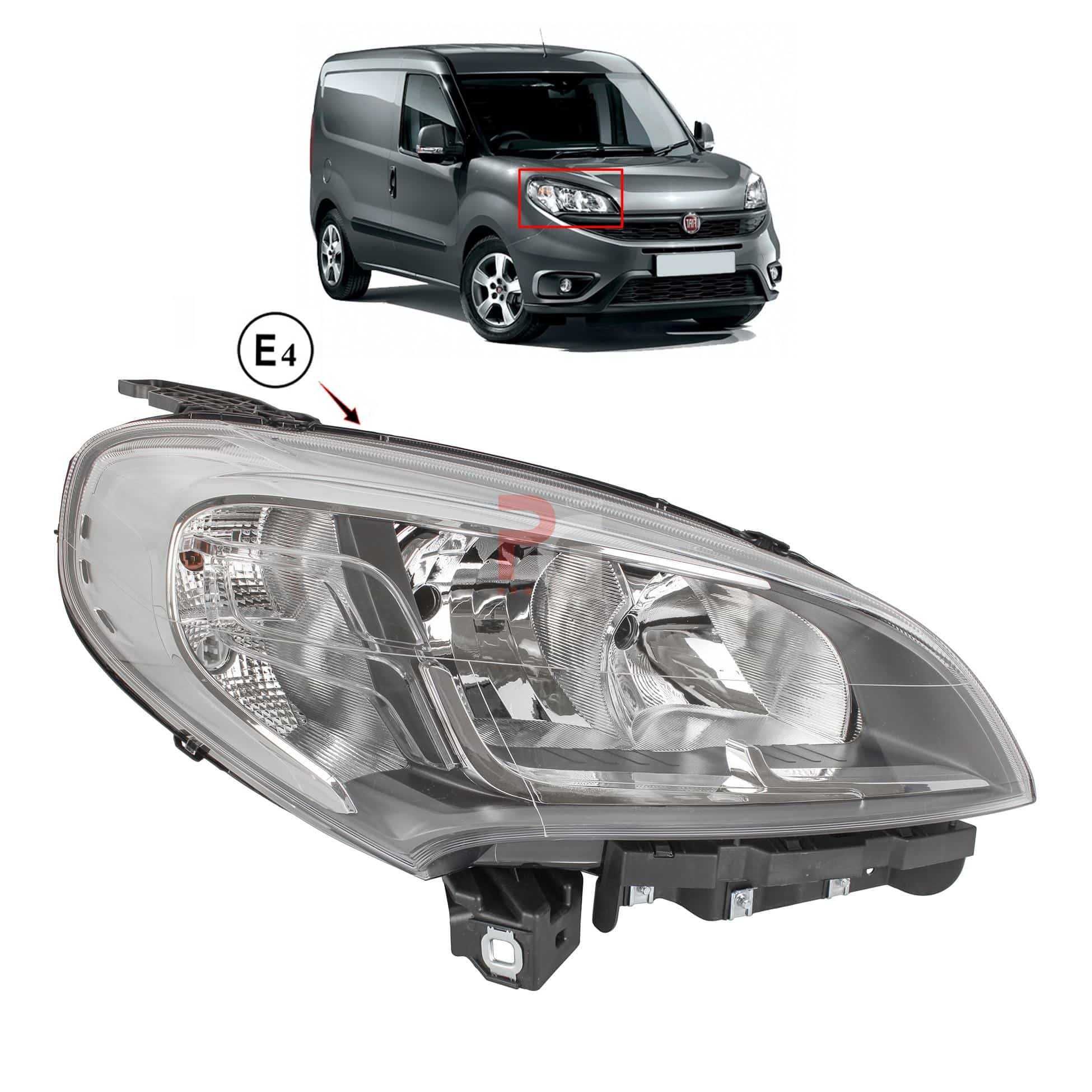 Фар Фарове Фиат Добло / Fiat Doblo 2015+, хром рамка, ел регулиране
