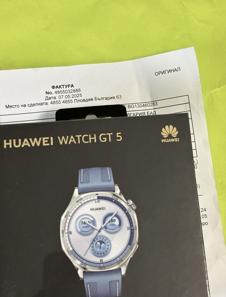 *** ЗАПЕЧАТАН 46mm Huawei Watch GT 5 Yettel Гаранция 2027 г. Blue