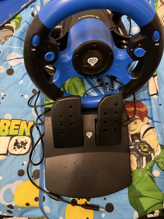 Волан с педали Genesis - Seaborg 350, черен/син, PC/Console