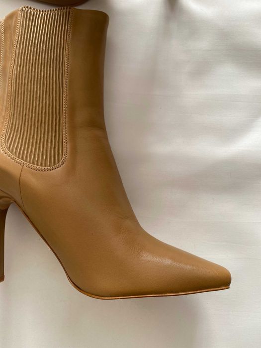 Botine Zara, piele naturala,  varf patrat, 38, noi