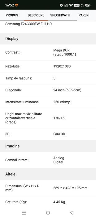 Televizor/ Monitor Samsung QLed Full HD 24 inchi