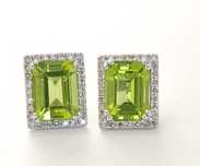 Cercei 14k cu peridot si diamante