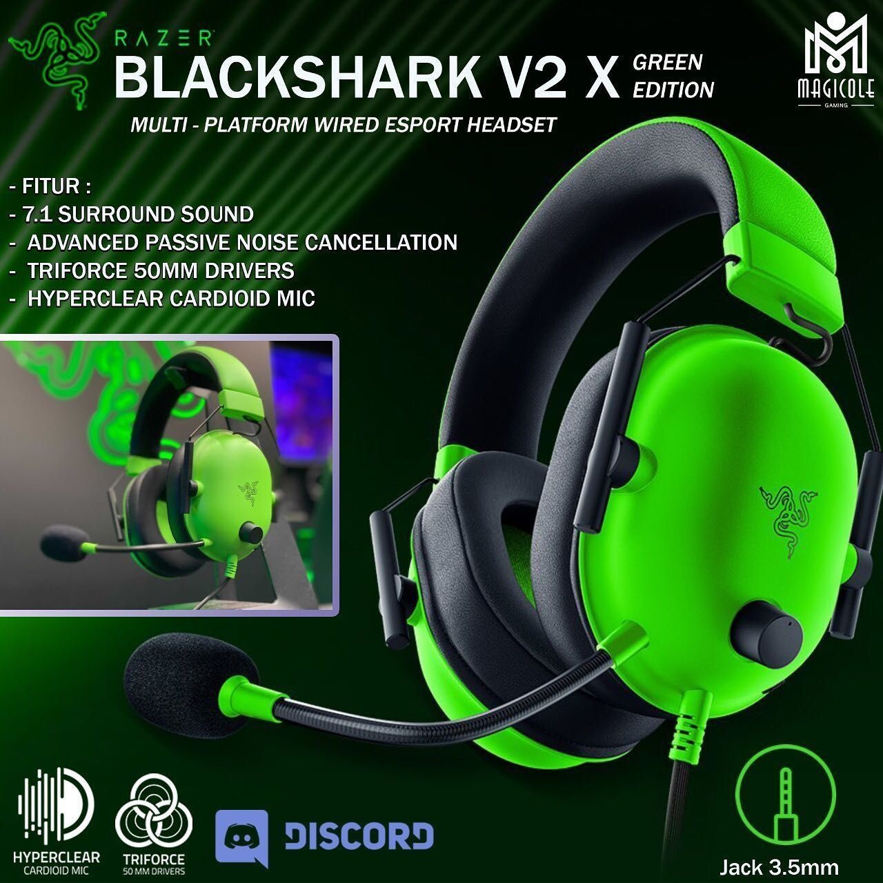 Razer Blackshark V2 X 7.1 Проводные Наушники/Гарнитура/50мм ди