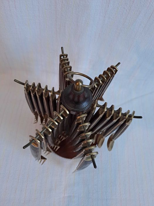 set 36 tacamuri bronz lemn trandafir