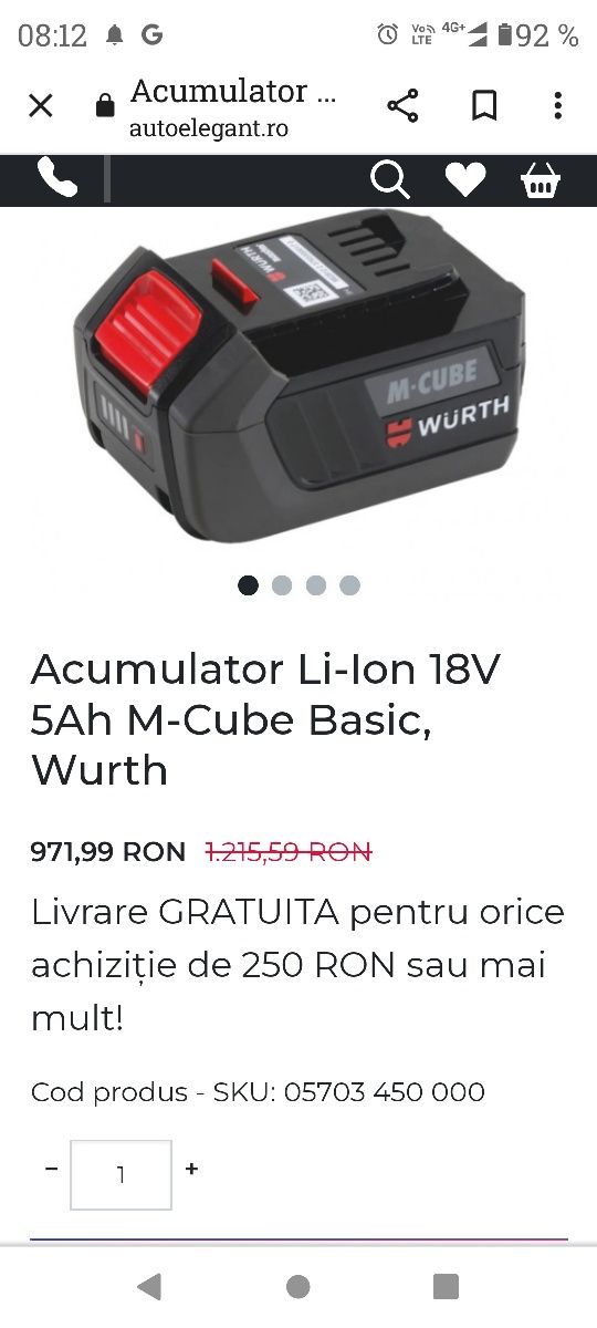 WURTH încărcător cu doi acumulatori