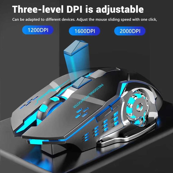 Mouse Wireless Reîncărcabil pt Gaming Bluetooth Multi Led fara fir USB