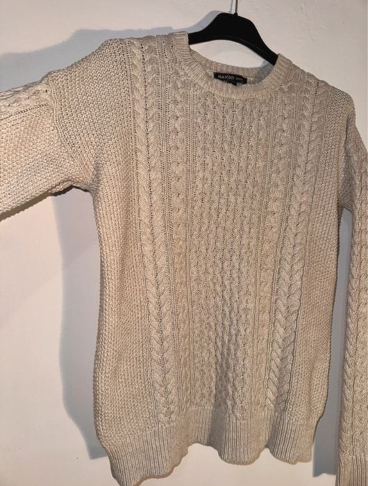 Pulover/bluza/swetear tricotat, bej,  Mango, S