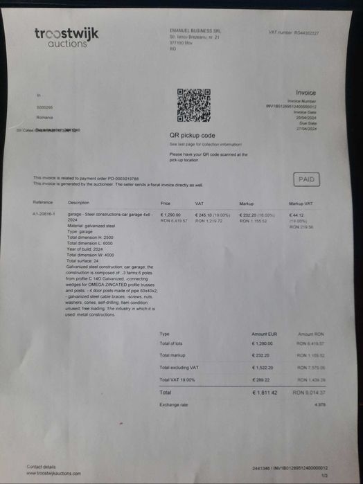 Structura GARAJ 6 x 4