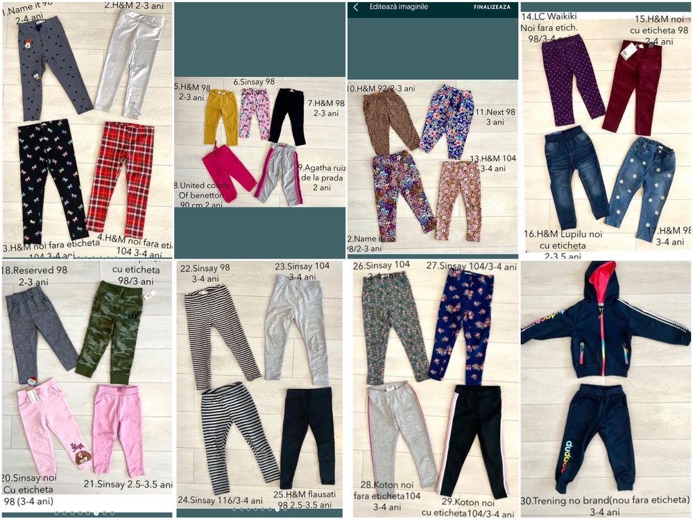 Lot/bucata Haine copii Pantaloni/bluze 2 - 4 ani