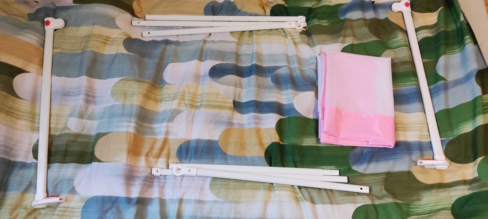 vidaXL Ограничител за бебешко легло, розов, 200x25 см, плат