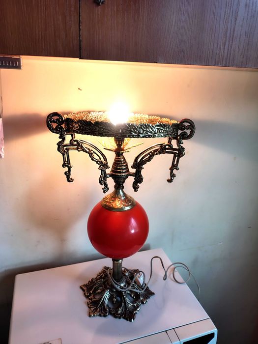 Прекрасна Голяма Стара Бронзова Лампа