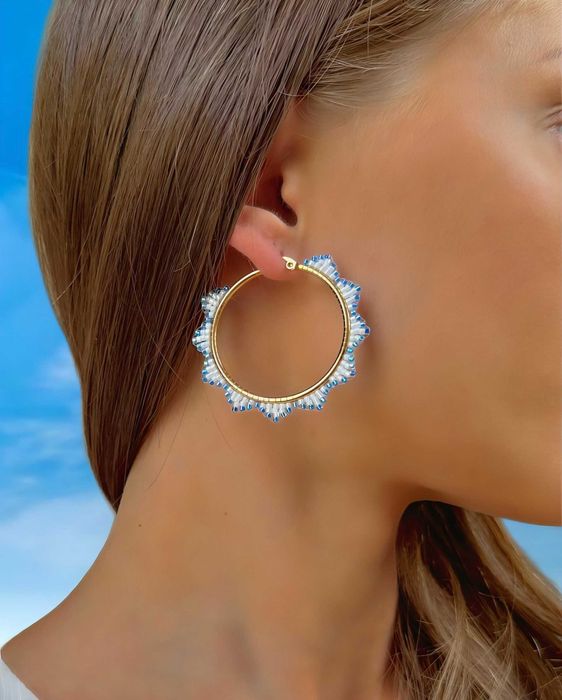 Ръчно изработени обеци, Японски мъниста, Неръждаема стомана, Уникални