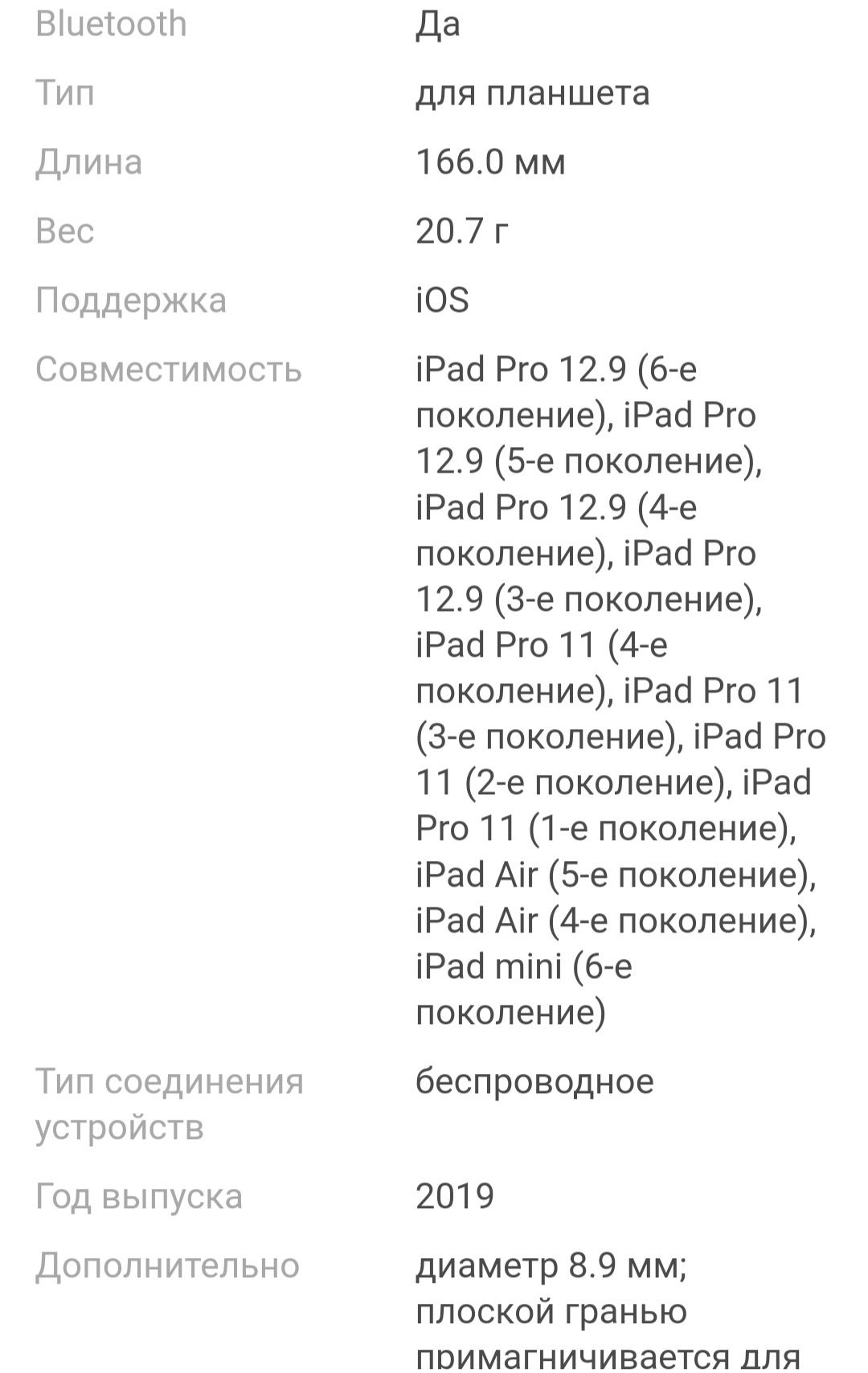 Стилус Apple Pensil 2nd Generation