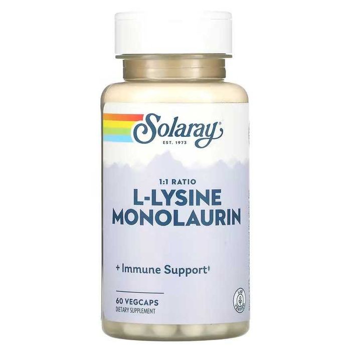 Solaray, L-лизин и монолаурин, л-лизин, l-lysine monolaurin