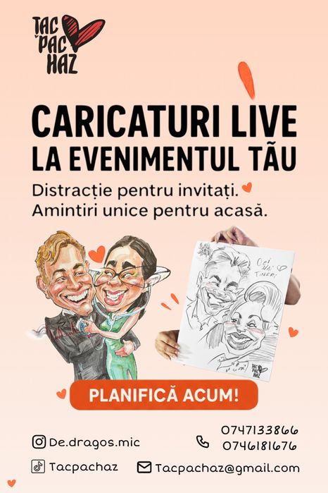 Marturii Caricaturi LIVE nunta/botez/aniversare/corporate