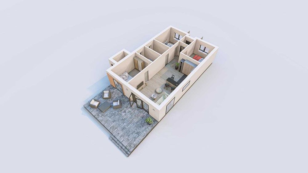 Vilă individuală cu 4 camere, parter, 400 mp teren City Nord Tunari