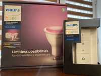 PHILIPS 3 becuri smart RGB GU10 Starter Kit + Dimmer Switch Sigilate