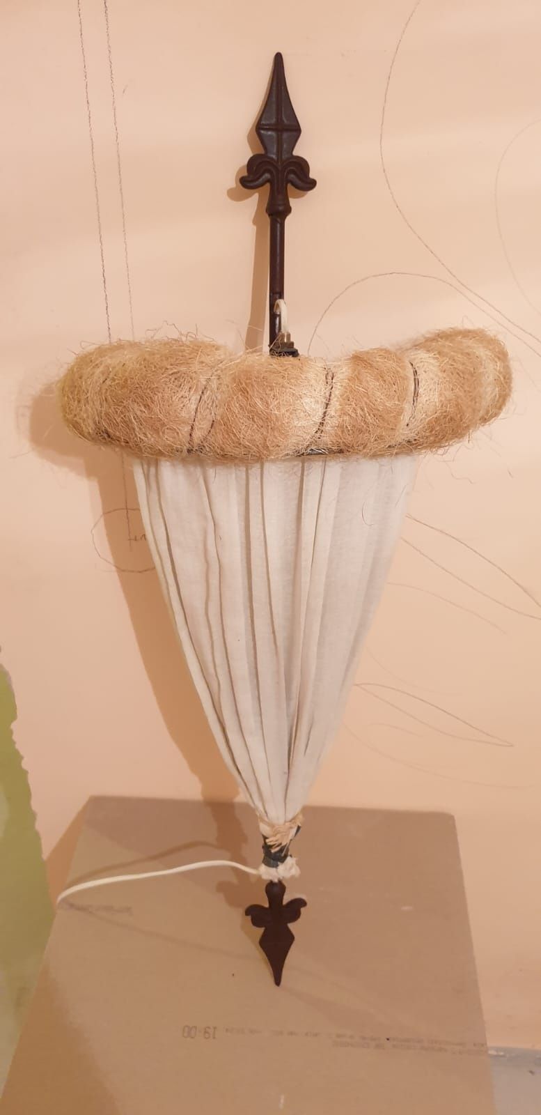 Accesoriu decorațiune înfrumusețare camera metal textil Italia 1970