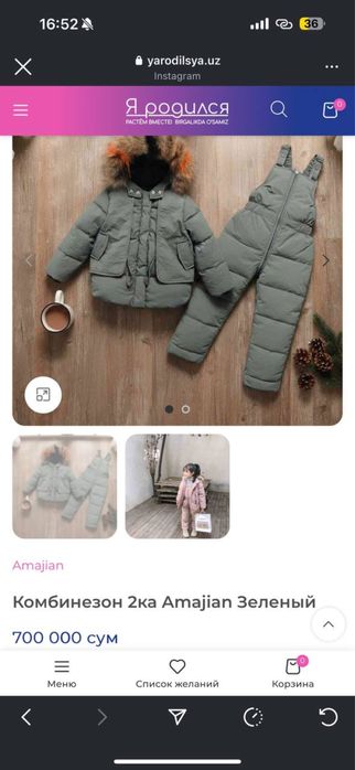 Детский зимний комплект Куртка и полукомбинезон