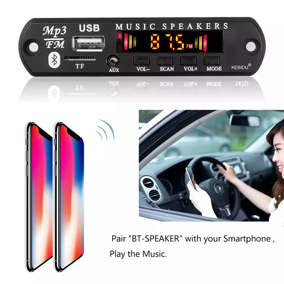 12V Авто PLAYER Kebidu модул за вграждане Bluetooth 5.0 USB /MP3/TF/FM
