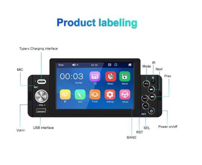 Mp5 player,dvd auto, radio, Touch, 5.1 inch, usb, radio, bt, asistent