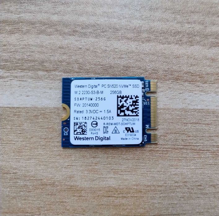 256GB SSD NVMe WD SN520 PCIe M.2 2230 dual key ( M / B+M )