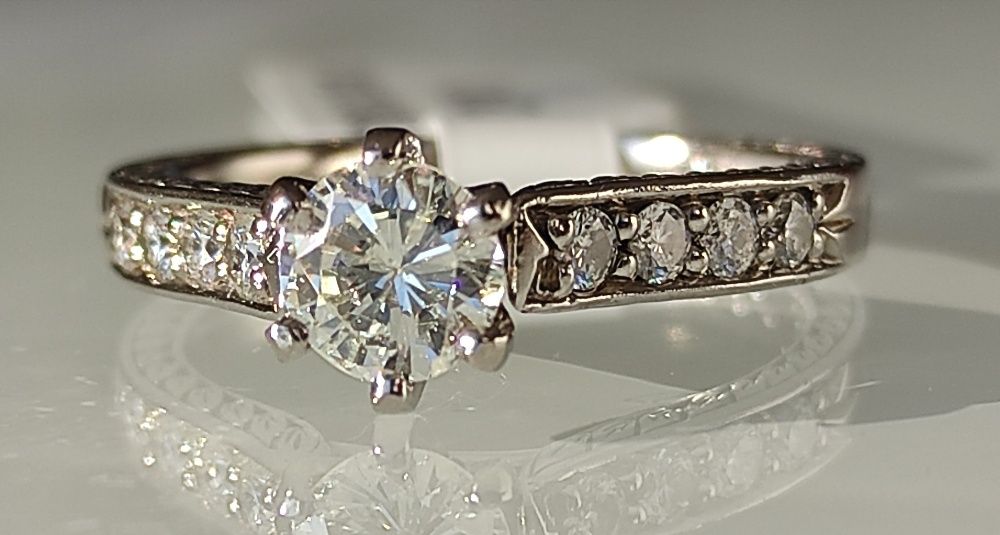 Inel logodna paladium si diamante 0.90ct mega discount Martie!