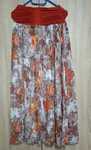 Rochie portocalie cu pliuri, fara bretele, lunga, floral, L-40