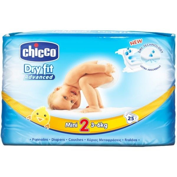 Подгузники 25 штук Chicco Италия 2, 3-6 кг  -55% распродажа склада