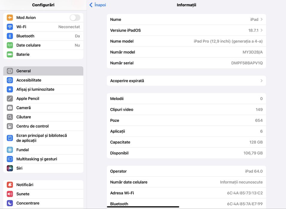 iPad Pro 12.9” (Gen 4) 128GB Wi-Fi + Cellular Silver