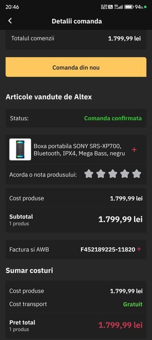 Vând/Schimb Boxă Activă Sony SRS XP 700