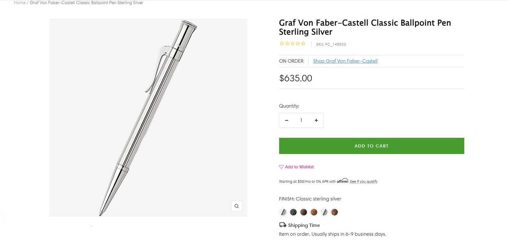 Pix Graf von Faber-Castell Propelling ball pen Classic Sterling Silver