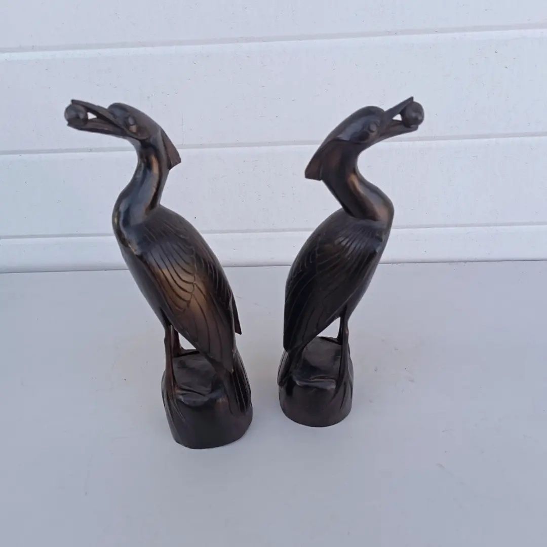 Ретро дървени статуетки на птици от средата на миналия век. Холандия