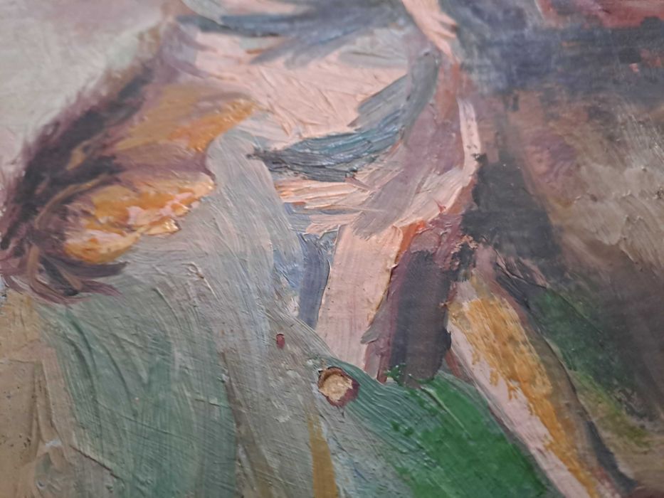 tablou pictura veche pe lemn 46/52 cm