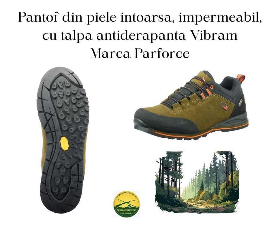 Pantof piele intoarsa, impermeabil, talpa Vibram, marca Parforce