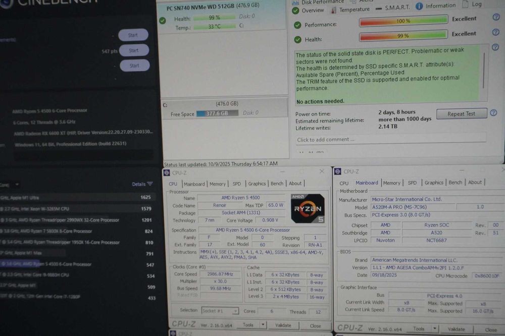 Gaming: Ryzen 4500/ 16GB 3200/ 512GB Nvme/ RX 6600/Corsair PSU