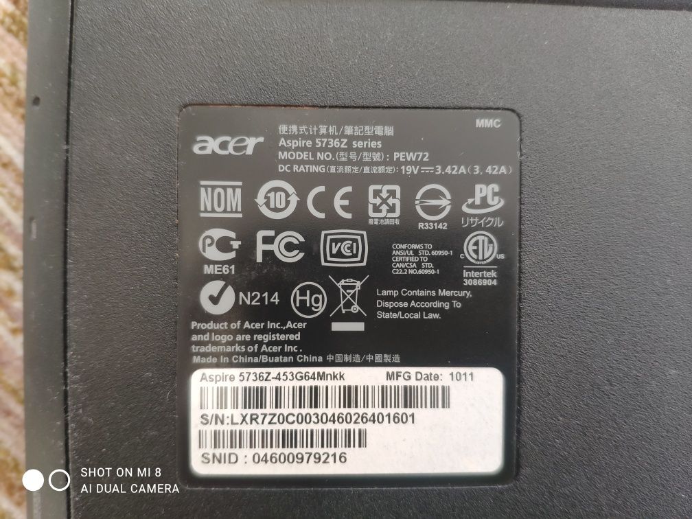 Aser aspire 5736z