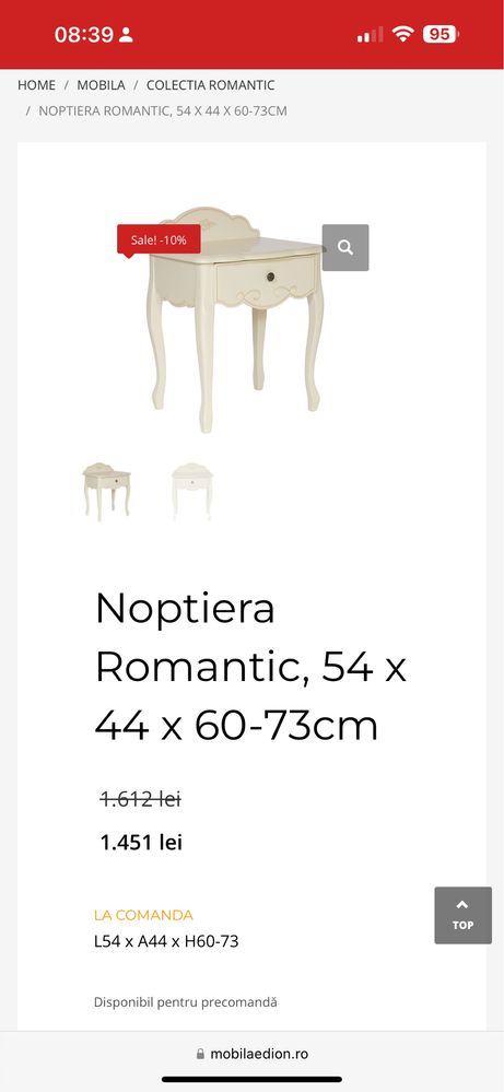 Set noptiere lemn masiv vintage