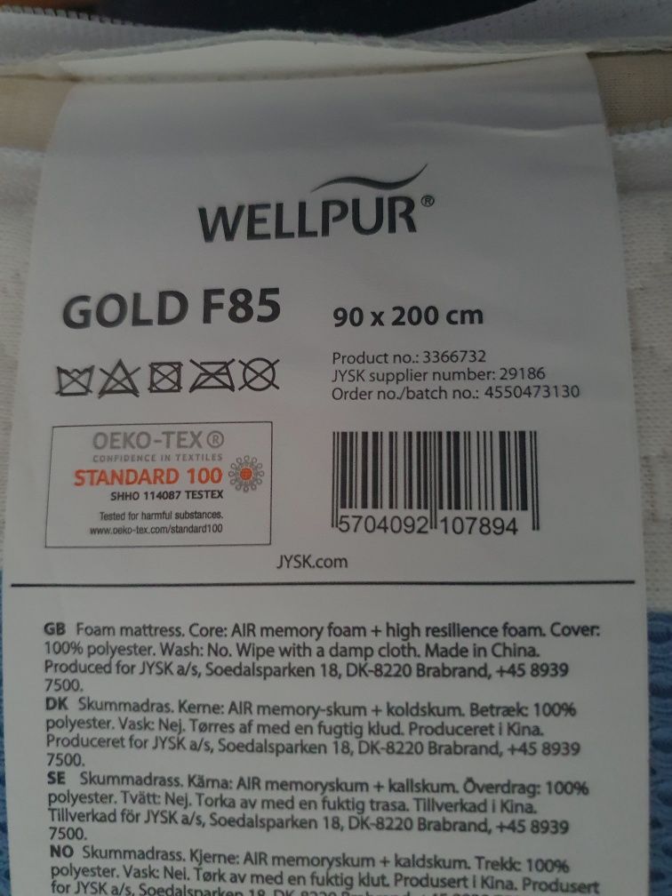 Vând saltea wellpur gold f85 90x200 cadou cadru pat ikea